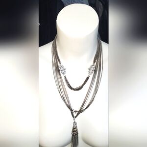 ABS Allen Schwartz- multistrand chain layer necklace -silvertone